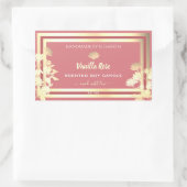 美しいフローラピンクの金ゴールド製品の包装ラベル 長方形シール (バッグ)