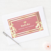 美しいフローラピンクの金ゴールド製品の包装ラベル 長方形シール (封筒)