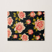 美しいフローラピンクローズ ジグソーパズル (横)