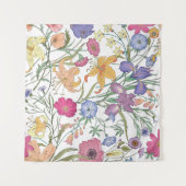 美しいフローラフィールドヴィンテージイラストレーション タペストリー (正面(横))