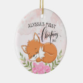 美しいフローラフォックスベビーの初めてのクリスマス セラミックオーナメント (右)
