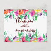 美しいフローラフラワーブルゴーニュピンクローズグリーン ポストカード (正面)