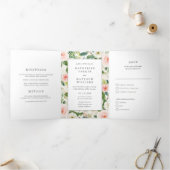 美しいフローラフレームオールインワン結婚ズ 三つ折り招待状 (内部)