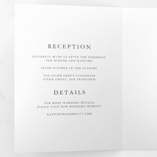 美しいフローラフレームオールインワン結婚ズ 三つ折り招待状 (内部最初)