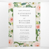 美しいフローラフレームオールインワン結婚ズ 三つ折り招待状 (内部中)