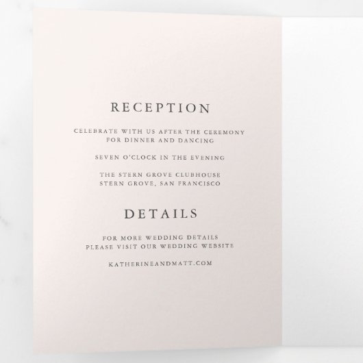 美しいフローラフレームオールインワン結婚ズ 三つ折り招待状 (内部最初)