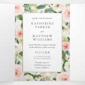 美しいフローラフレームオールインワン結婚ズ 三つ折り招待状 (内部中)