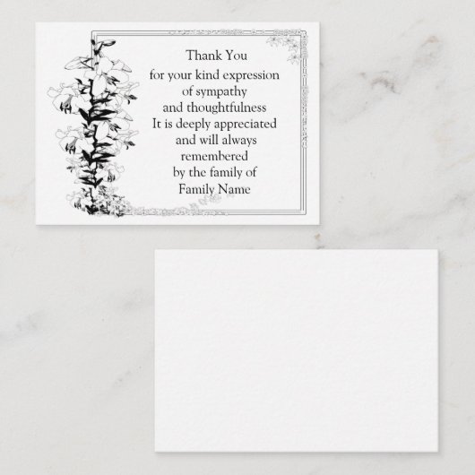 美しいフローラフレームサンキューカード ノートカード (正面/裏面)