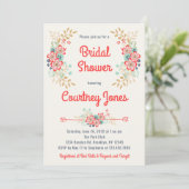 美しいフローラブライダルシャワー招待 招待状 (スタンド正面)