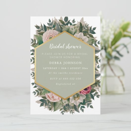 美しいフローラブライダルシャワー 招待状 (スタンド正面)