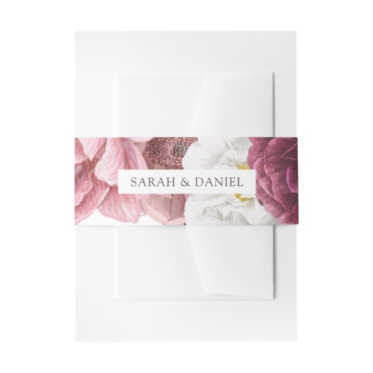 美しいフローラブルグ結婚ンディパーソナライズされた 招待状ベリーバンド (正面例)