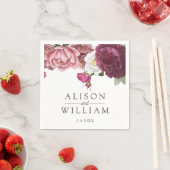 美しいフローラブルゴーニュ結婚ーズ スタンダードカクテルナプキン (インサイチュ)