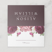 美しいフローラブルゴーニュ結婚ーズ プレイスカード (外部開封)