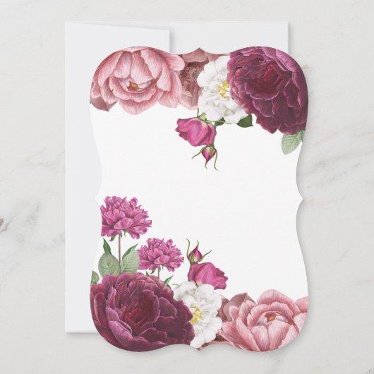 美しいフローラブルゴーニュ結婚ーズ 招待状 (裏面)