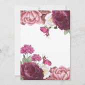 美しいフローラブルゴーニュ結婚ーズ 招待状 (裏面)