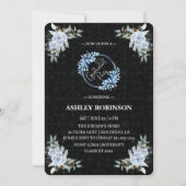 美しいフローラブルー大学院写真パーティー 招待状 (裏面)