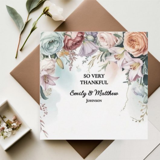 美しいフローラブーケサンキューカード サンキューカード