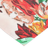 美しいフローラブーケチューリップ黒の輪郭アート ショートテーブルランナー (コーナー)