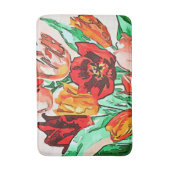 美しいフローラブーケチューリップ黒の輪郭アート バスマット (正面縦)