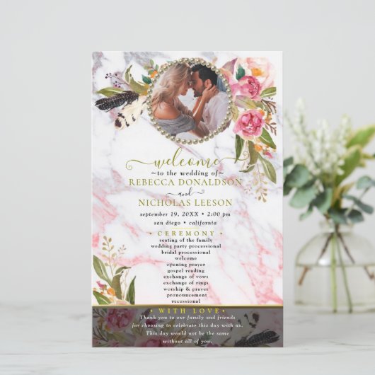 美しいフローラブーケフォト結婚式 プログラム (スタンド正面)