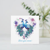 美しいフローラペアの孔雀あなたを愛ママ シーズンカード (スタンド正面)