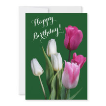 美しいフローラホワイトピンクチューリップハッピーバースデー