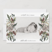 美しいフローラホワイトメリークリスマスフォトカード シーズンカード (正面)