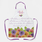 美しいフローラマザーズデイ引用文バラオンホワイト エプロン (正面)