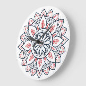 美しいフローラマンダラカラーリング&グラフィックアート ラージ壁時計 (傾斜)