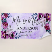 美しいフローラミセス結婚ズ又は記念日 ビーチタオル (正面)