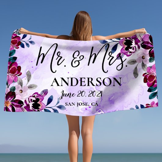 美しいフローラミセス結婚ズ又は記念日 ビーチタオル