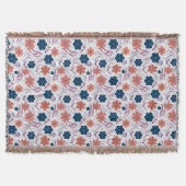 美しいフローラモダンパターン – 白 スローブランケット (正面)