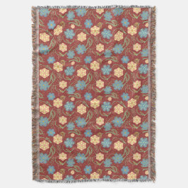 美しいフローラモダンパターン – 赤 スローブランケット