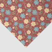 美しいフローラモダンパターン – 赤 薄葉紙 (詳細)