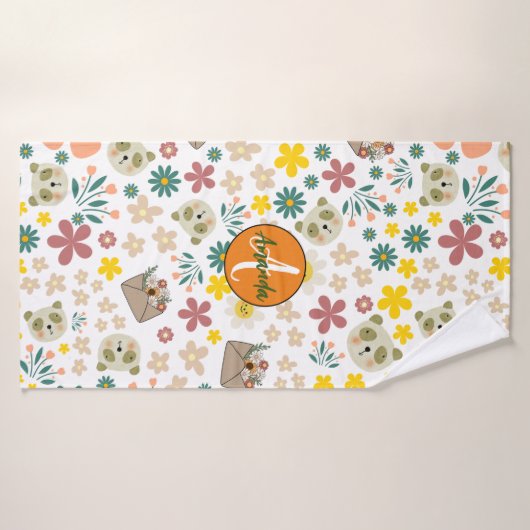 美しいフローラモノグラガーリーム白フェミニン バスタオル (バスタオル)