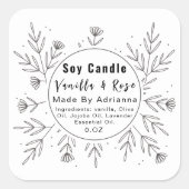 美しいフローラモノグラム製品ラベル スクエアシール (正面)