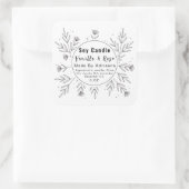 美しいフローラモノグラム製品ラベル スクエアシール (バッグ)