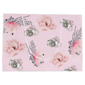 美しいフローラライトピンクカメラ ラージペーパーバッグ (裏面)