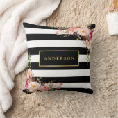 美しいフローララップ金ゴールドフレエレガントームストライプ クッション (ブランケット)