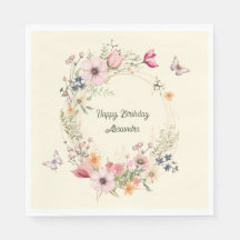 美しいフローラリースと蝶誕生日