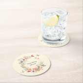 美しいフローラリースと蝶誕生日 ラウンドペーパーコースター (インサイチュ)