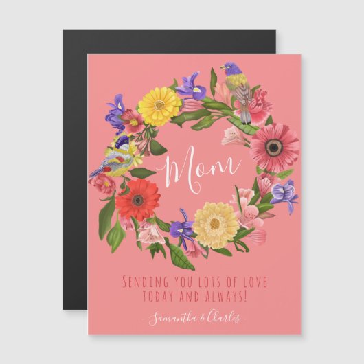 美しいフローラリースハッピーマザーズデイカード (正面/裏面)
