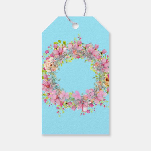 美しいフローラリースピンクの花オンアクアギフト ギフトタグ (裏面)