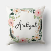 美しいフローラリース名モノグラム クッション (裏面)