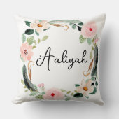 美しいフローラリース名モノグラム クッション (正面)
