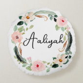 美しいフローラリース名モノグラム ラウンドクッション (裏面)