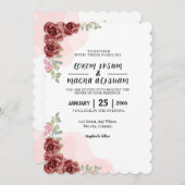 美しいフローラリース招待状カードデザイン 招待状 (正面/裏面)