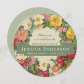 美しいフローラリースCC1127卒業パーティー 招待状 (正面/裏面)