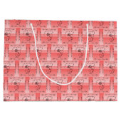 美しいフローラルのコーラルカラー ギフトバッグ (裏面)