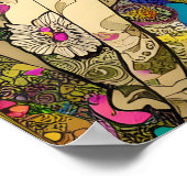 美しいフローラルパンクバリの少女 ポスター (角)